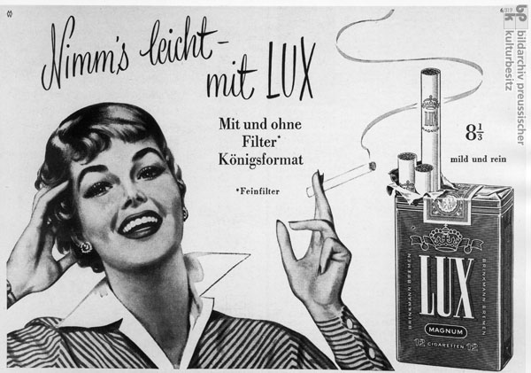 Advertisement for Lux Cigarettes from <i>Quick</i> Magazine (1956)